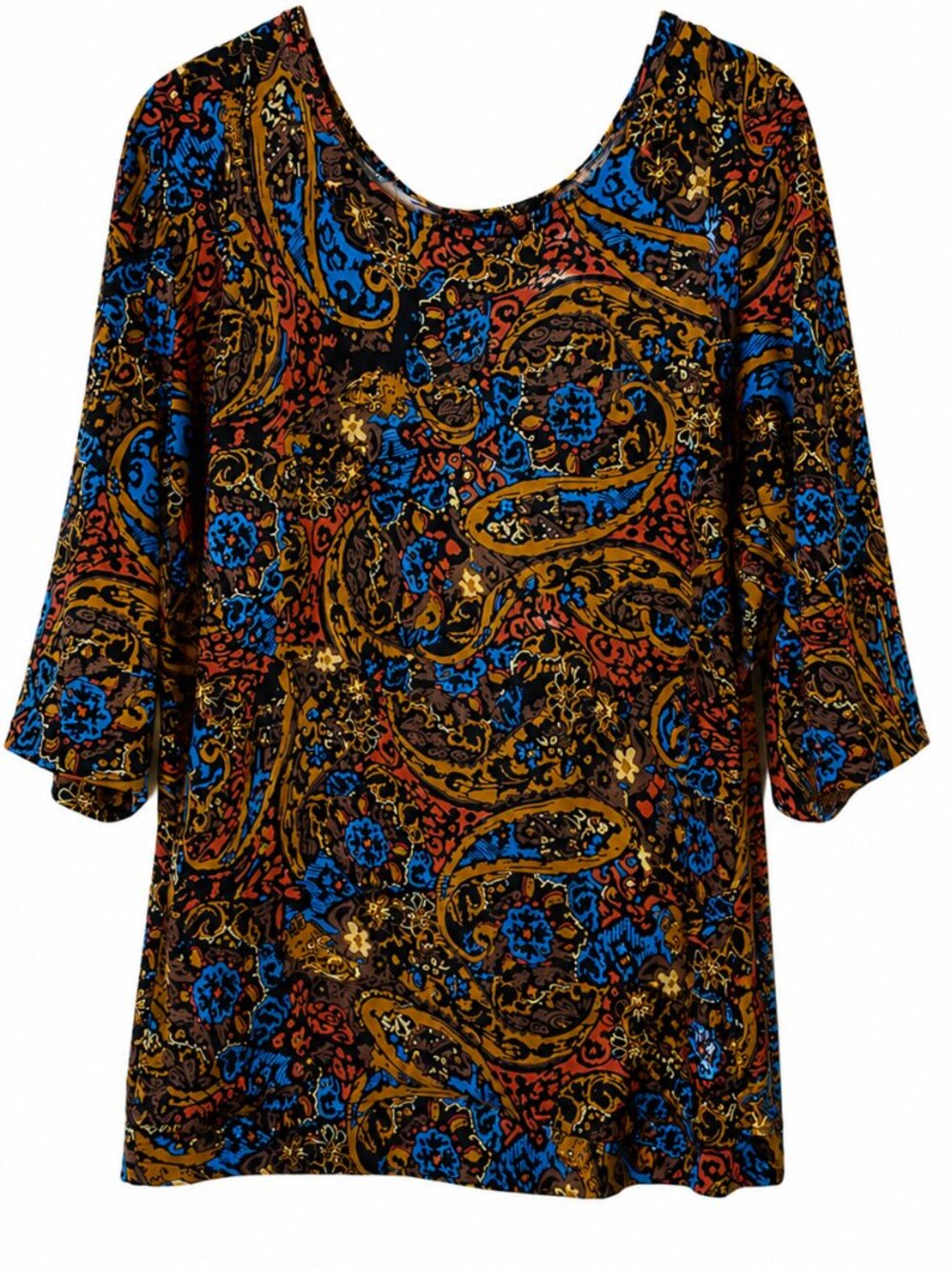 Artsy Retro Paisley Oversized Boho Top Made USA 1x 2x
